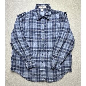 Josephine Chaus Sport Shirt Adult Extra Large Blue Plaid Linen Outdoors Ladies
